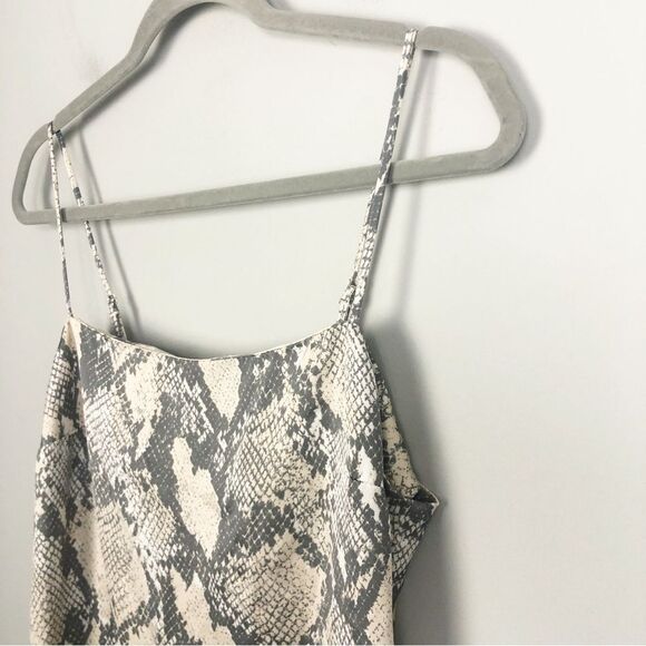 H&M | Satin Look Snake Print Midi Slip Dress Spaghetti Straps Women’s Size Small - Picture 5 of 12